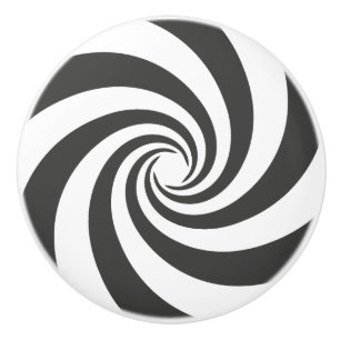 Optical Illusion Helix Logo. Black Round Ceramic Knob