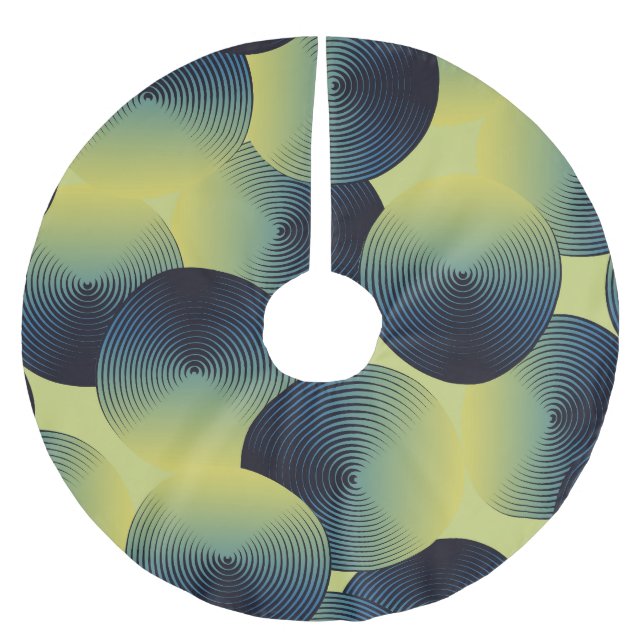 Optical illusion, linear circles, seamless pattern brushed polyester tree skirt (Front)