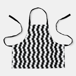 Optical Illusion Lines Squares Black Apron