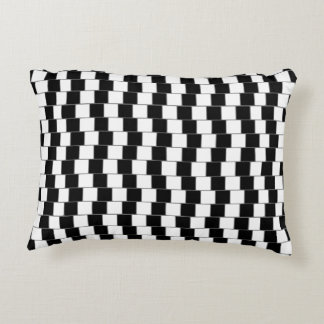 Optical Illusion Lines Squares Black Decorative Cushion