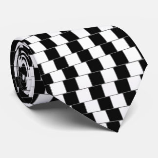 Optical Illusion Lines Squares Black Tie