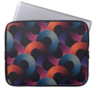 Optical illusion: metallic linear rings. laptop sleeve