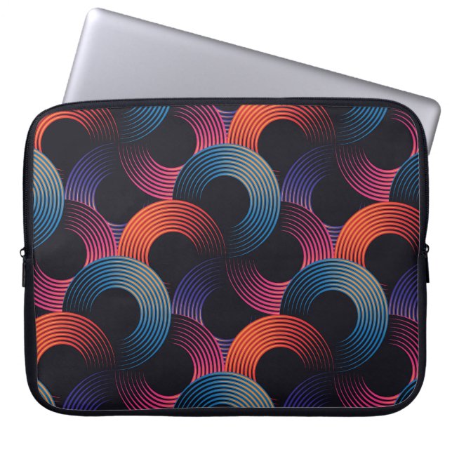 Optical illusion: metallic linear rings. laptop sleeve (Front)