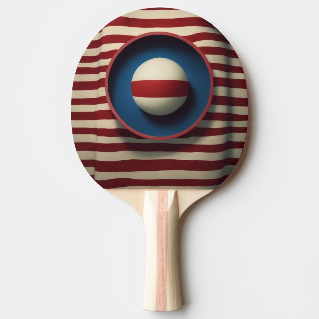 Optical illusion, mindbending, united states flag ping pong paddle (Front)