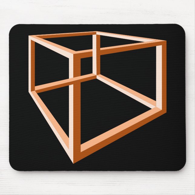 Optical illusion of an impossible orange construct mouse mat (Front)