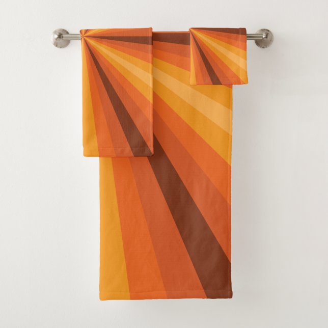 Optical Illusion Orange Bathroom Towel Set (Insitu)