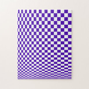 Optical Illusion Purple and White Checkers Jigsaw Puzzle