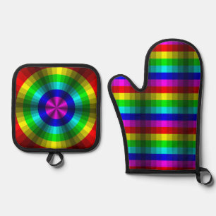 Optical Illusion Rainbow Oven Mitt & Pot Holder Set
