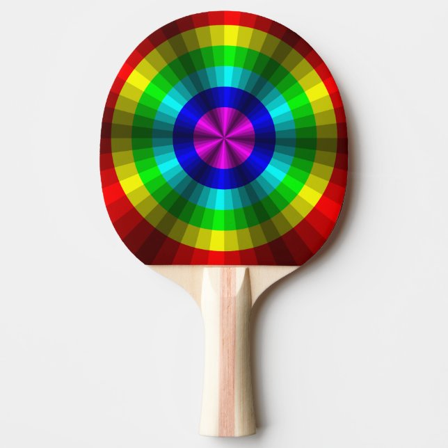 Optical Illusion Rainbow Ping Pong Paddle (Front)