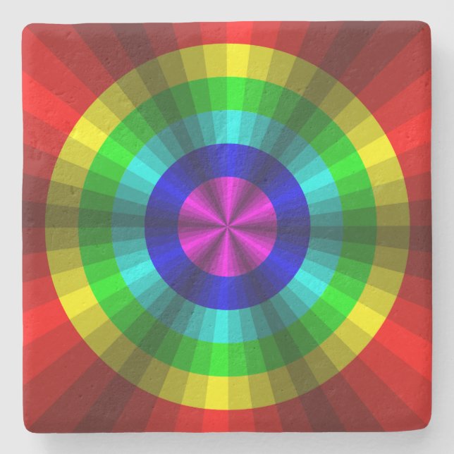 Optical Illusion Rainbow Stone Coaster (Front)