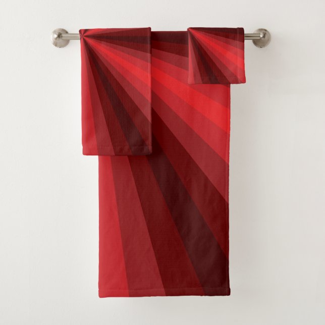 Optical Illusion Red Bathroom Towel Set (Insitu)