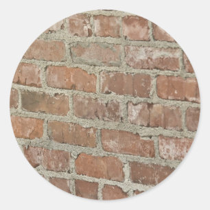 Optical Illusion Red brick wall Classic Round Sticker