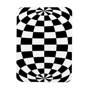 Optical Illusion Round checkers Black White Magnet