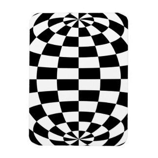 Optical Illusion Round checkers Black White Magnet
