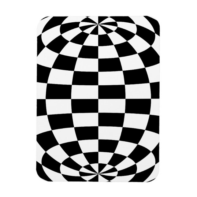 Optical Illusion Round checkers Black White Magnet (Vertical)