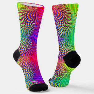Optical Illusion Sphere in Vibrant Neon Colors Socks