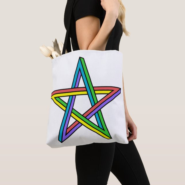 Optical illusion Star Tote Bag (Close Up)