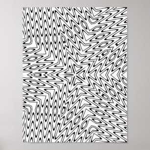 Optical Illusion Star Wave Pattern Colouring Page Poster