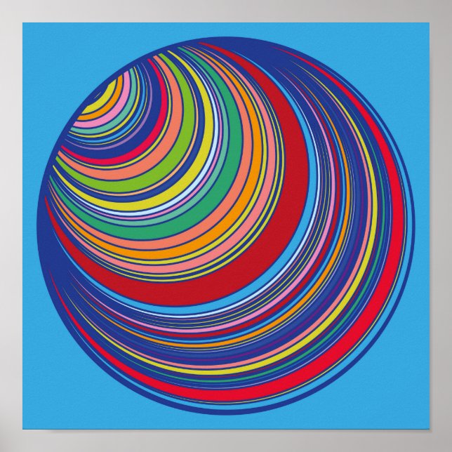 Optical illusion Striped Circles Vintage 1960's Poster (Front)