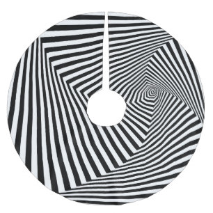 Optical Illusion: Striped Geometric Abstract. Brushed Polyester Tree Skirt