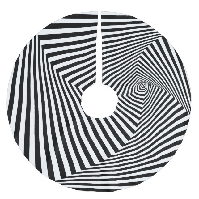 Optical Illusion: Striped Geometric Abstract. Brushed Polyester Tree Skirt (Front)