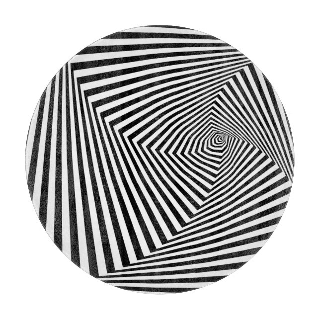 Optical Illusion: Striped Geometric Abstract. Cutting Board (Front)