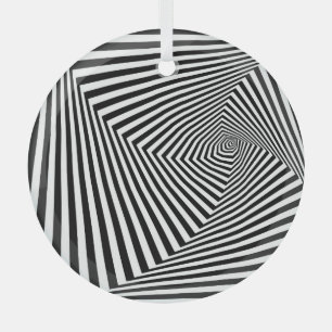 Optical Illusion: Striped Geometric Abstract. Glass Tree Decoration