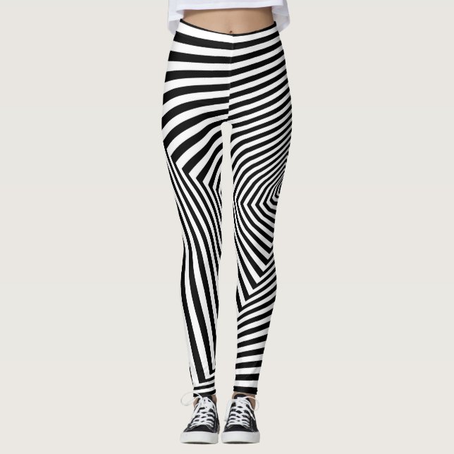 Optical Illusion: Striped Geometric Abstract. Leggings (Front)
