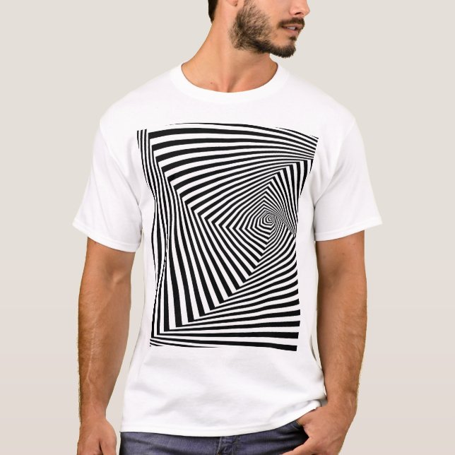 Optical Illusion: Striped Geometric Abstract. T-Shirt (Front)