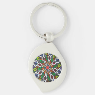 Optical Illusion Swirl Metal Keychain