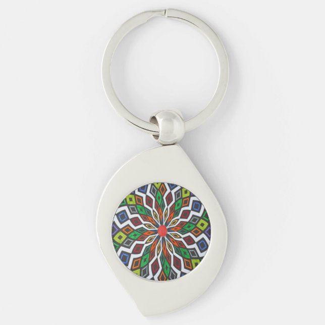 Optical Illusion Swirl Metal Keychain (Front)