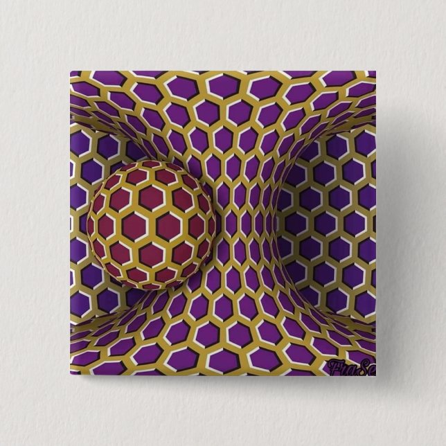 Optical Illusion Trick Drawing Rotation Turning 15 Cm Square Badge (Front)