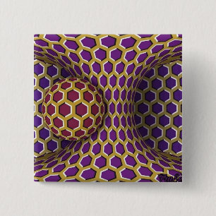 Optical Illusion Trick Drawing Rotation Turning 15 Cm Square Badge