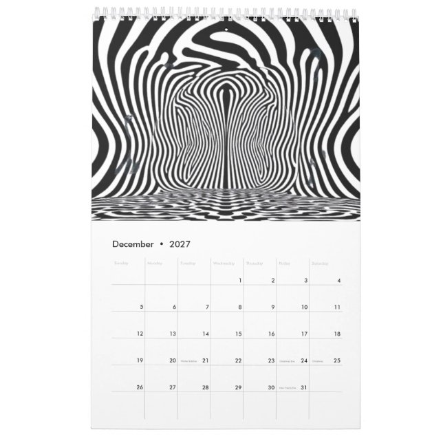 Optical Illusion Tunnel – Hypnotic Black and White Calendar (Dec 2027)