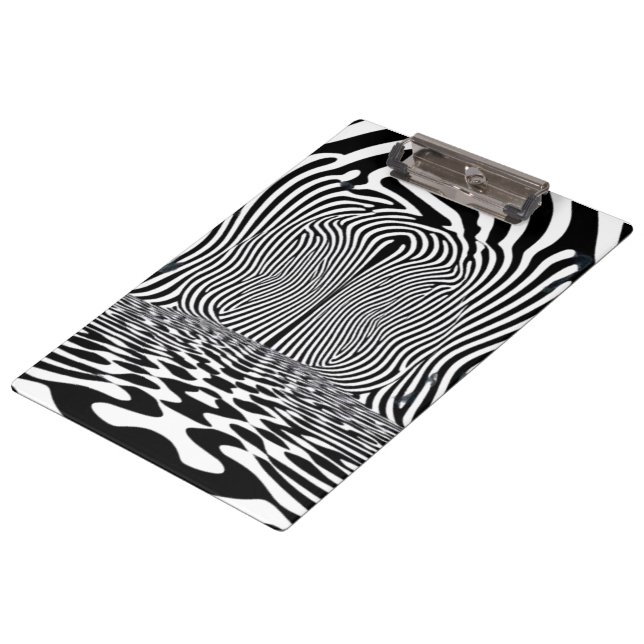Optical Illusion Tunnel – Hypnotic Black and White Clipboard (Angled)