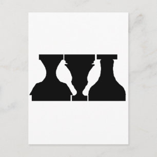 Optical illusion with birds and urns postcard