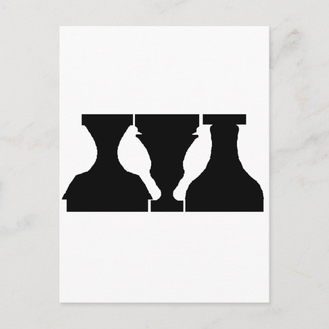 Optical illusion with birds and urns postcard (Front)