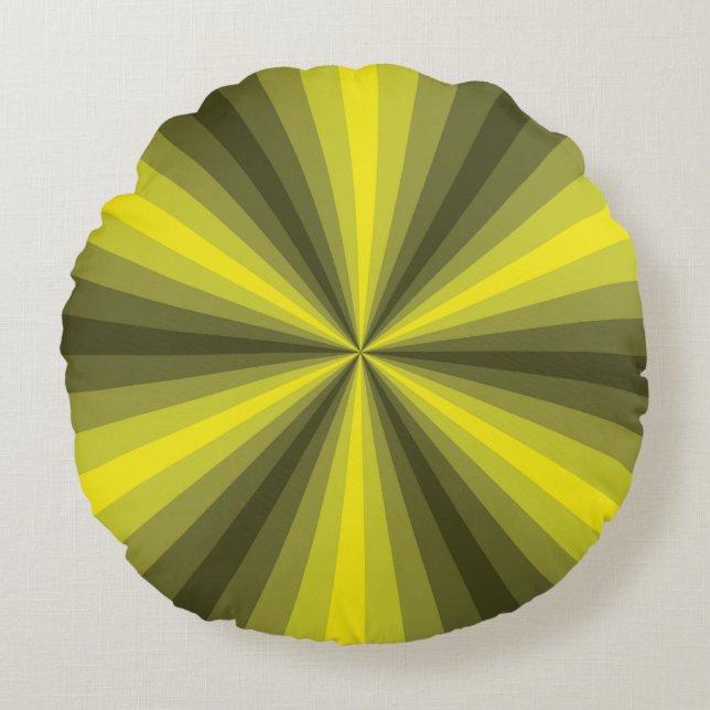 Optical Illusion Yellow Round Pillow (Front)