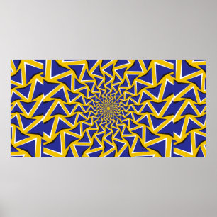 Optical motion illusion bitmap background. Blue ar Poster