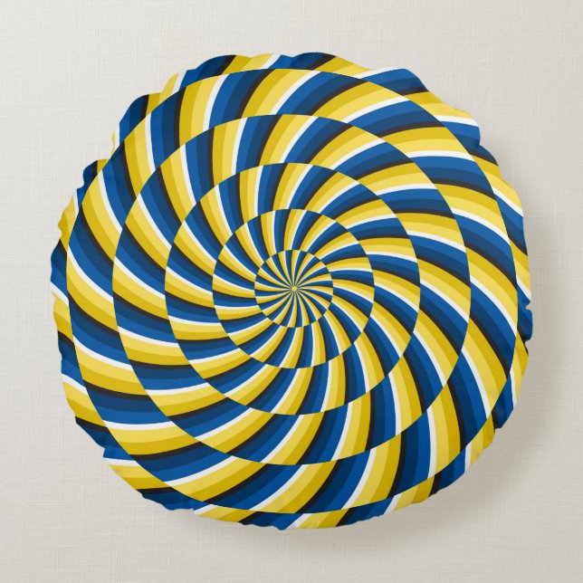 Optical motion illusion Vintage background. Yellow Round Cushion (Front)