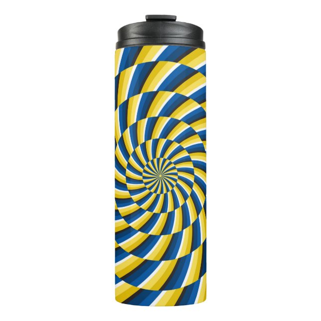 Optical motion illusion Vintage background. Yellow Thermal Tumbler (Front)