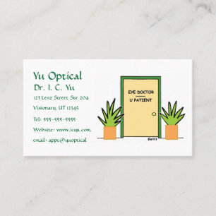 Optical Optometrist Cartoon Appointment Business Card
