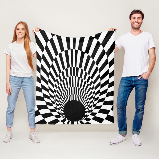 Optical Spiral Black Hole Illusion Fleece Blanket (In Situ)