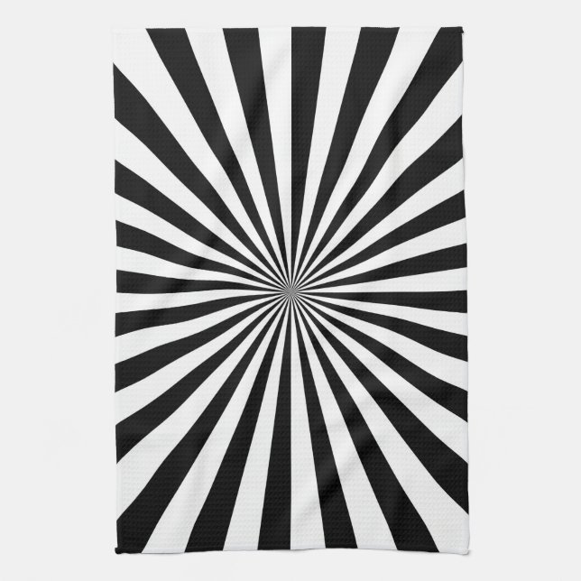 Optical Sun Burst Spinning Wheel Design Tea Towel (Vertical)