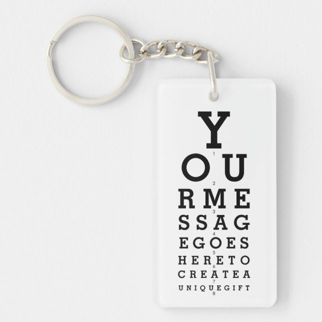 Optician Chart Custom Message Key Ring (Front)