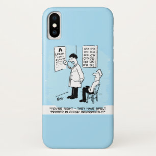 Optician Checks Spelling on Optical Wall Chart iPhone X Case