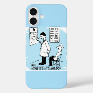 Optician Checks Spelling on Optical Wall Chart iPhone 16 Plus Case