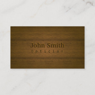 Optician Elegant Wood Background Business Card