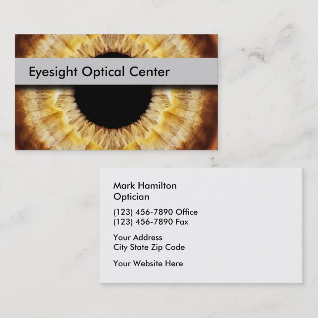 Optician Eye Care Centre Medical Business Card (Front/Back)