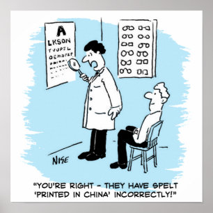 Optician giving an eye-test poster